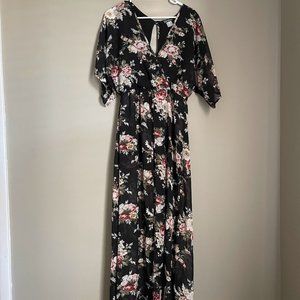 Venus - Black Floral Maxi Romper